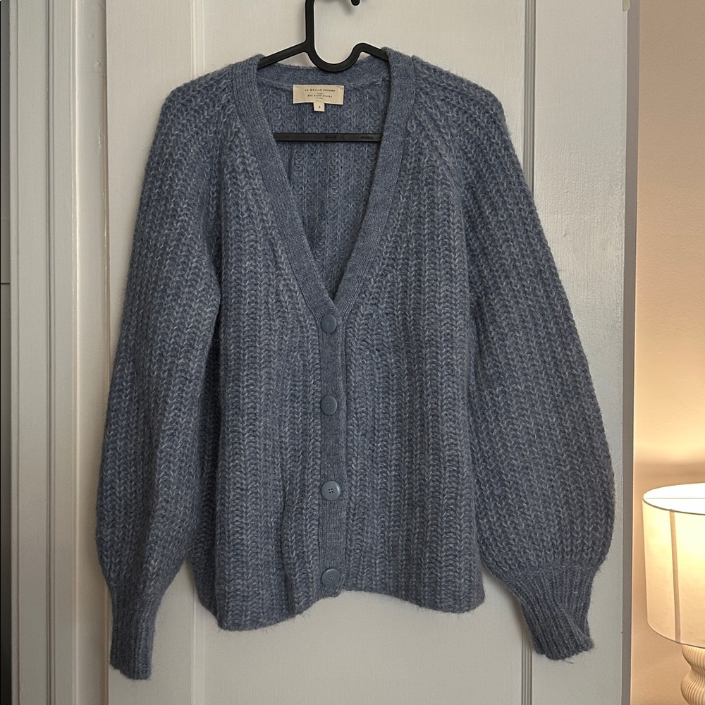 Sezane Blue Knit Cardigan
